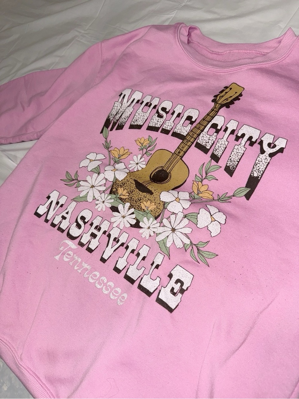 Music City Nashville Graphic Crewneck Sweatshirt - Pink